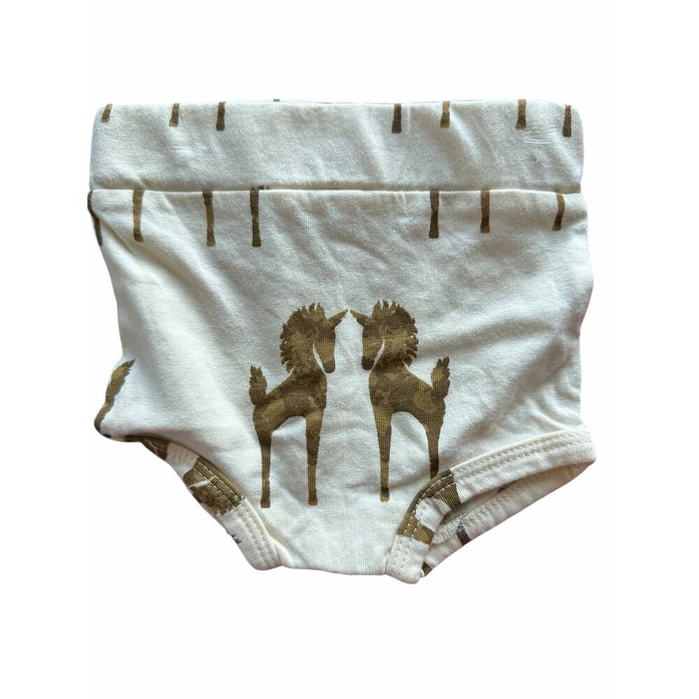 Kate Quinn Baby Bloomer Shorts Unicorn Print Beige Brown Size 0-3 Months